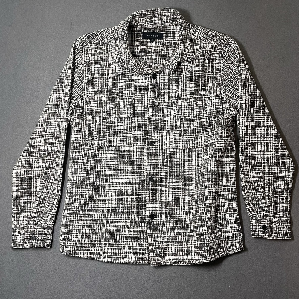 PacSun Women's M Long Sleeve Black Plaid Knitted Button Down Jacket Surf Fall